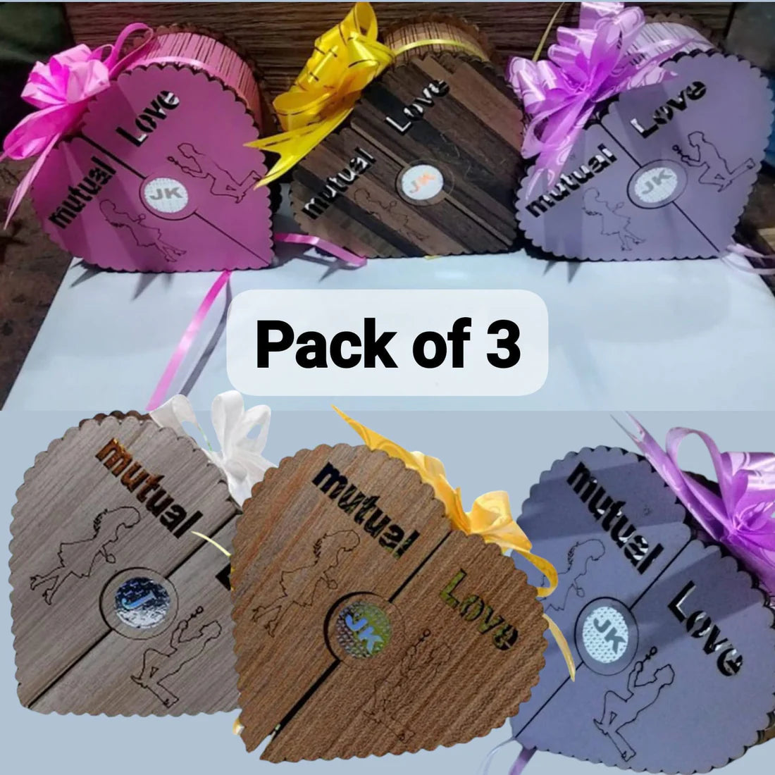 Pack of 3 Mutual Love Perfume EDP – Elegant Heart-Shaped Wooden Gift Set for Women