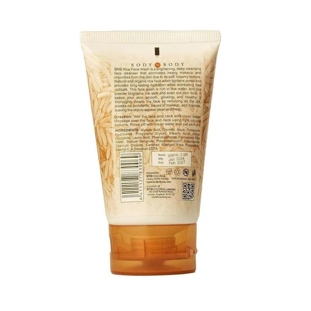 BNB Brightening Rice Face Wash – Deep Cleanse & Glow for All Skin Types