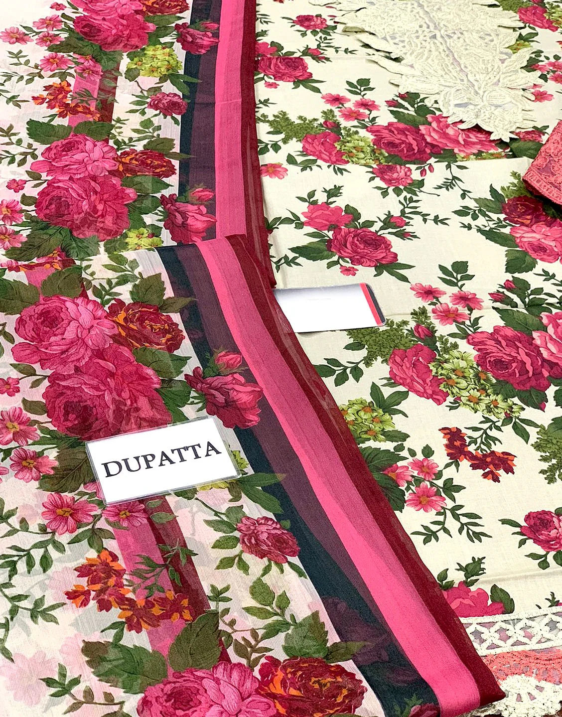 All-Over Print Embroidered Lawn Dress with Chiffon Dupatta
